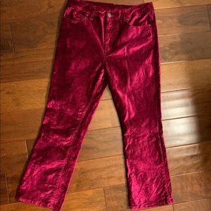 FREE PEOPLE Fuchsia Pink Velvet Capri Pants 29
